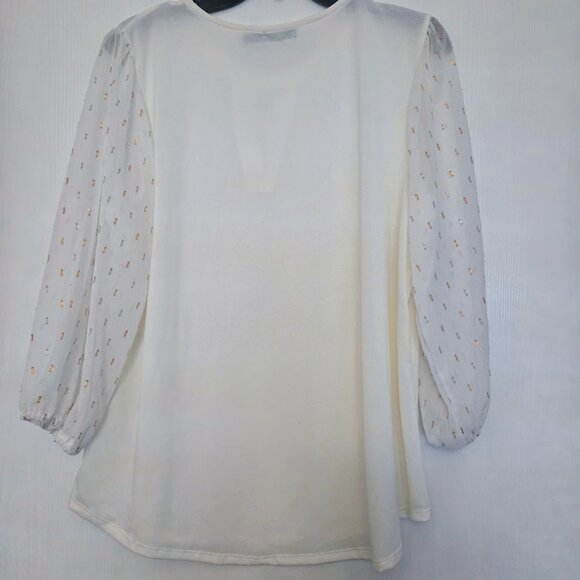 Cure ivory cream color 3/4 tunic top XL - Picture 2 of 5